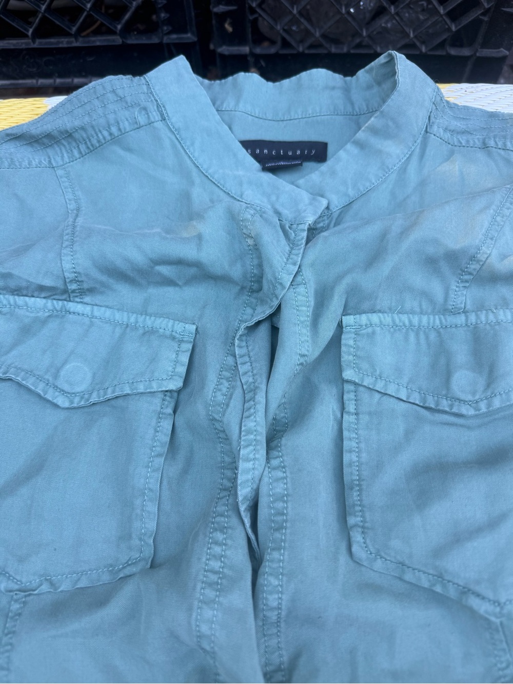 Sanctuary Teal Cargo Pocket Button-Front Top